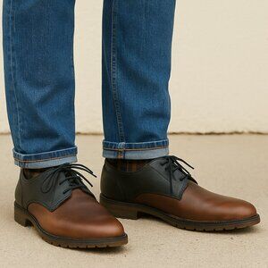 Bed Stu Men's SZ 8 Carson Leather Lace Up Oxford Brown Dark Brown Plaid Interior